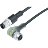 Verbindungsleitung Kabelstecker M12x1 – Winkeldose M12x1, mit LED, PNP Schließer