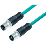Kabelstecker M12x1  - Kabelstecker M1 x1 , 360°-Schirmung, TPE blaugrün