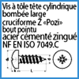 Modèle 32401B - ACIER cémentée zingué NF EN ISO 7049.C