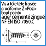 Modele 32501B - ACIER cémenté zingué  NF EN ISO 7050.C