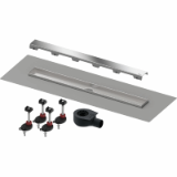 TECEdrainline shower channel set - with “steel II” design grate brushed stainless steel, 700 mm