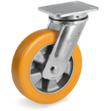 SRP/EE MHD - Wheels in thick "TR" polyurethane, aluminium centre, swivel top plate bracket type "EE MHD"